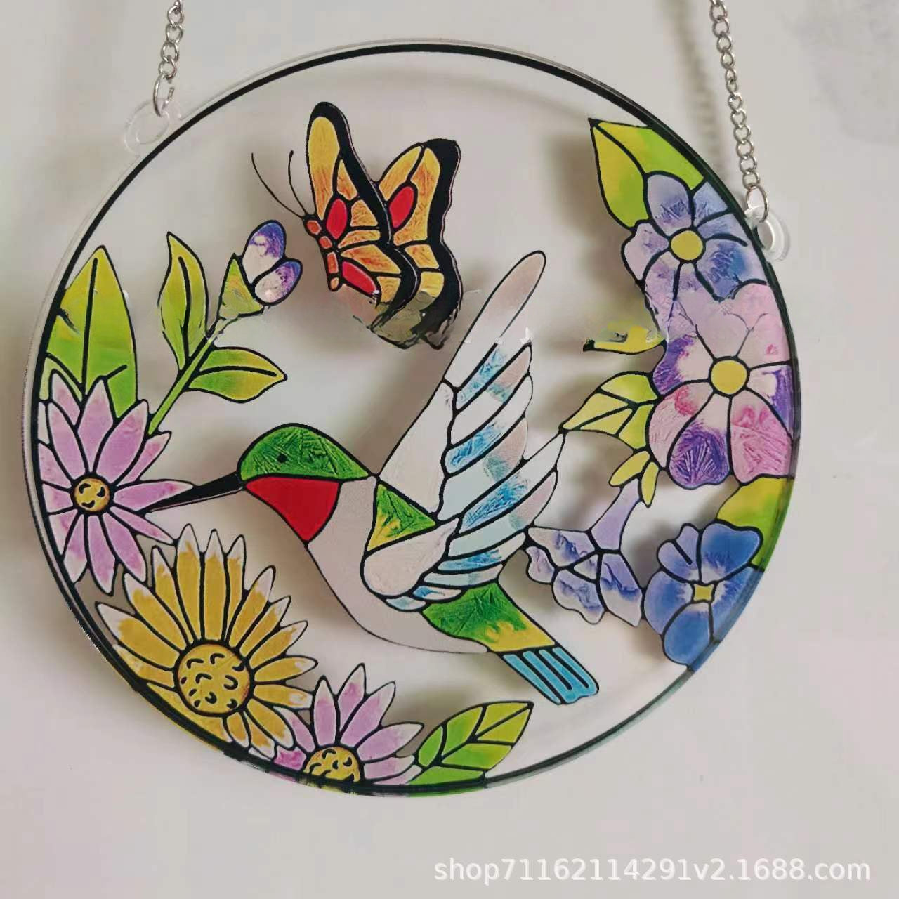 Colgante de espejo de autos pintados de colibríes acrílicos al por mayor